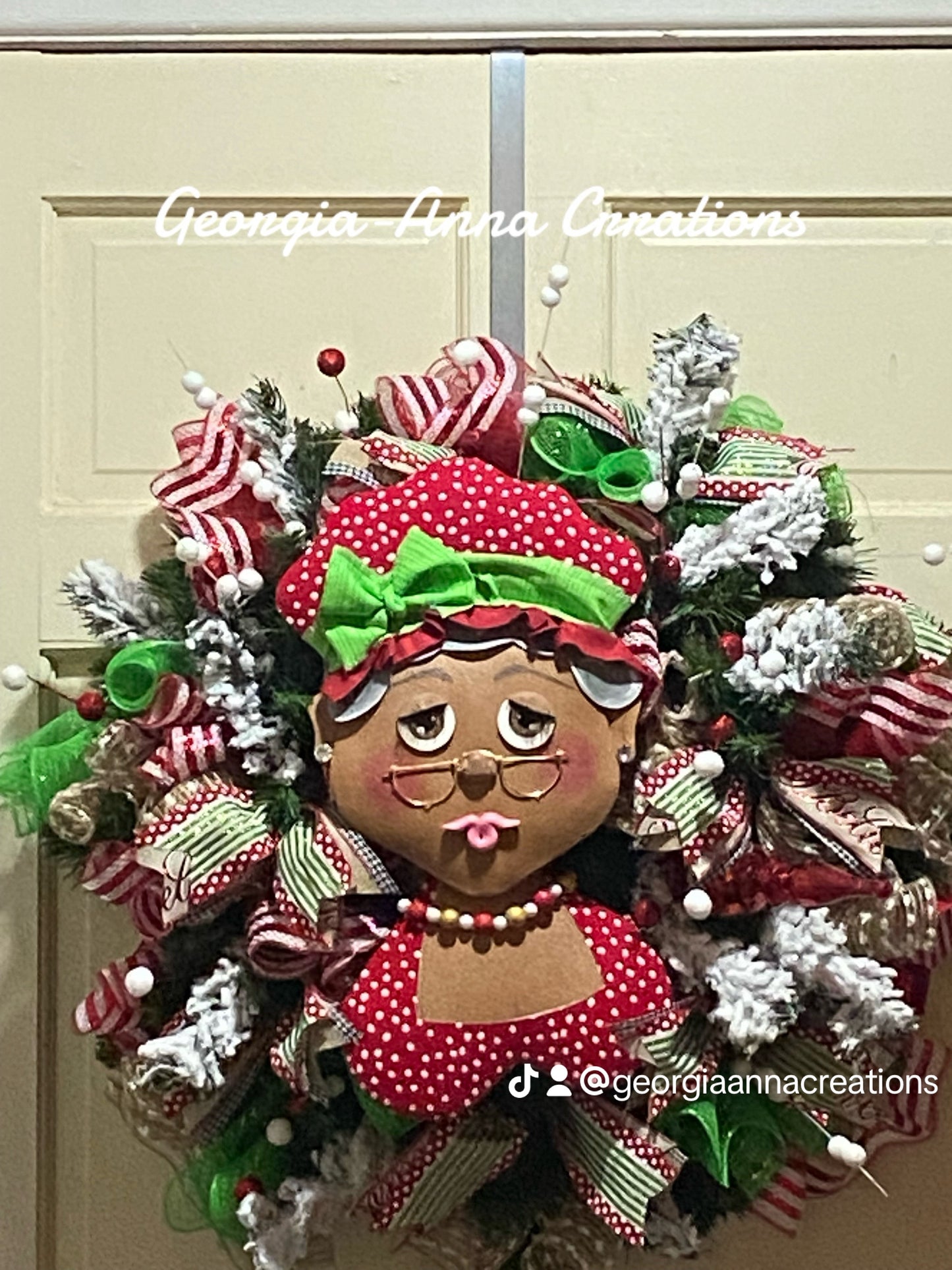 Black Mrs. Claus Holiday Wreath